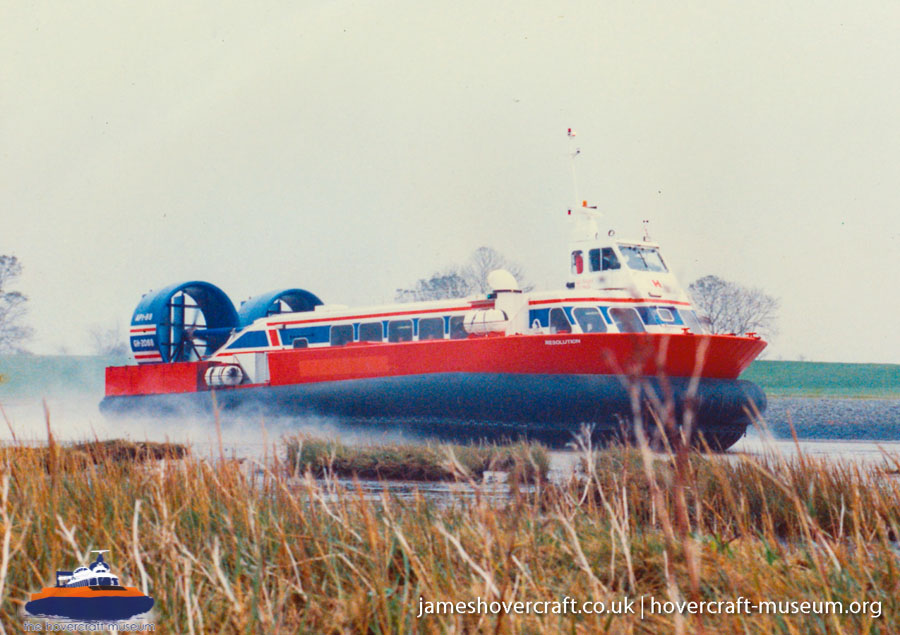 AP1-88 hovercraft with Hovertravel -  (credit: The <a href='http://www.hovercraft-museum.org/' target='_blank'>Hovercraft Museum Trust</a>).